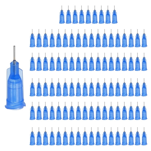 150 Pack Blunt Tip Dispensing Needle, 6 Gauge Stainless Steel Dispensing Tips with Luer Lock 0.94" Plastic Blunt Dispenser Needle for Glue Oil Applicator, Blue