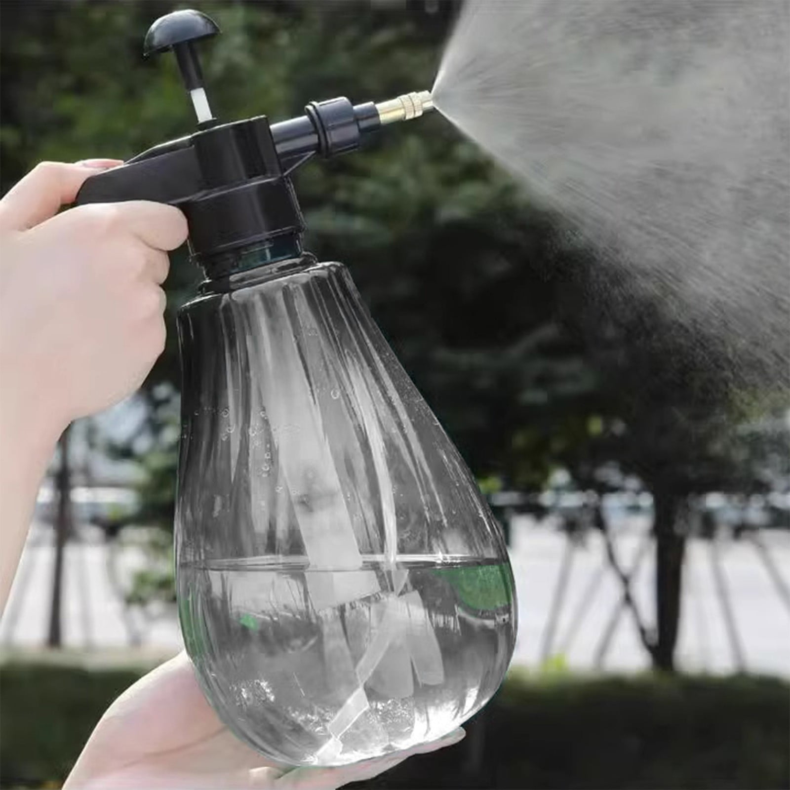 JoyHoop 1.5L Pneumatic Watering Can with Adjustable Brass Nozzle, High Pressure Sprayer for Gardening and Plants, Gray