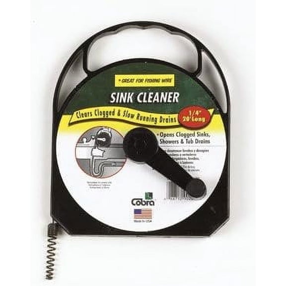 Cobra Plumbing 90220 1/4" X 20' Black Sink Cleaner Drain Tool
