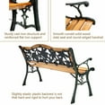 thumbnail image 6 of Resenkos Garden Bench Chair Outdoor Wooden Loveseat with Iron Armrest, Wooden Garden Furniture, Easy Assembly, Suitable for Patio and Garden, 6 of 9