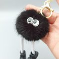 thumbnail image 5 of Llavero de bola de piel artificial lindo mini colgante de pompón esponjoso para bolsos de coche teléfono móvil negro, 5 of 5