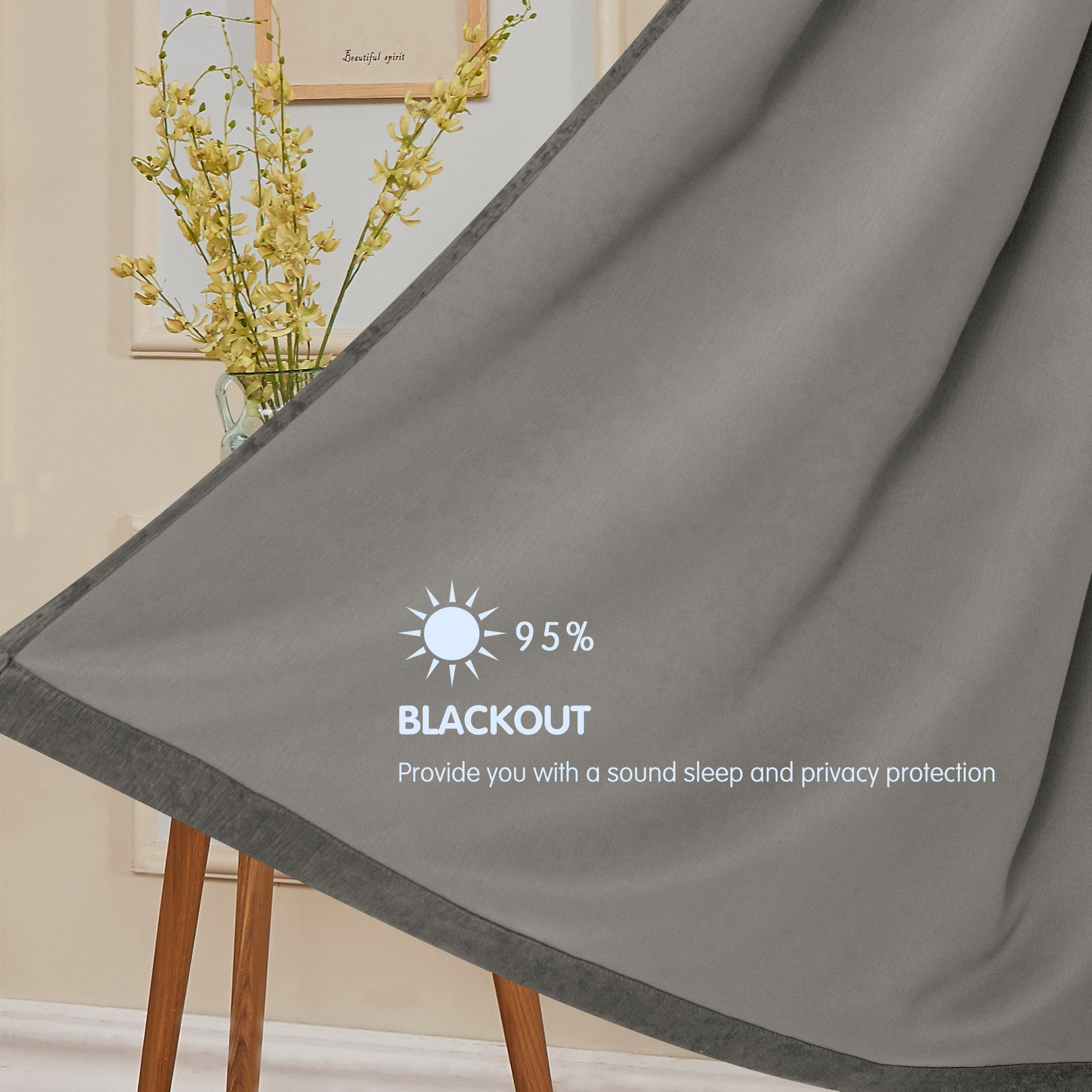 Subrtex Thermal Insulated Grommet Blackout Curtains for Bedroom, Set of 2 Panels, 52"×63", Light Grey