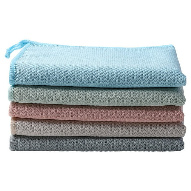Coral 5pc Absorbent Cleaning Rags Nonstick Dish Wiping Tool for Kitchen Tableware Fast Oil Absorbent Cloths for Dining & Bar Use 5PCS