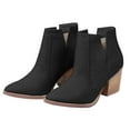thumbnail image 4 of Dellytop Womens Mid Heel Pointed Toe Stacked Ankle Boots V Cut Back Zipper Faux Leather Booties, 4 of 4