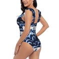 thumbnail image 4 of Fotbe Blueberry Women's Tummy Control Swimsuits Slimming One Piece Bathing Suit Ruffle Wrap V Neck Swimwear-, 4 of 8