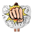 thumbnail image 1 of SIDONKU 60 inch Round Beach Towel Blanket Punch Pop Cartoon Fist Comic Book Crash Explosion Graphic Travel Circle Circular Towels Mat Tapestry Beach Throw, 1 of 2