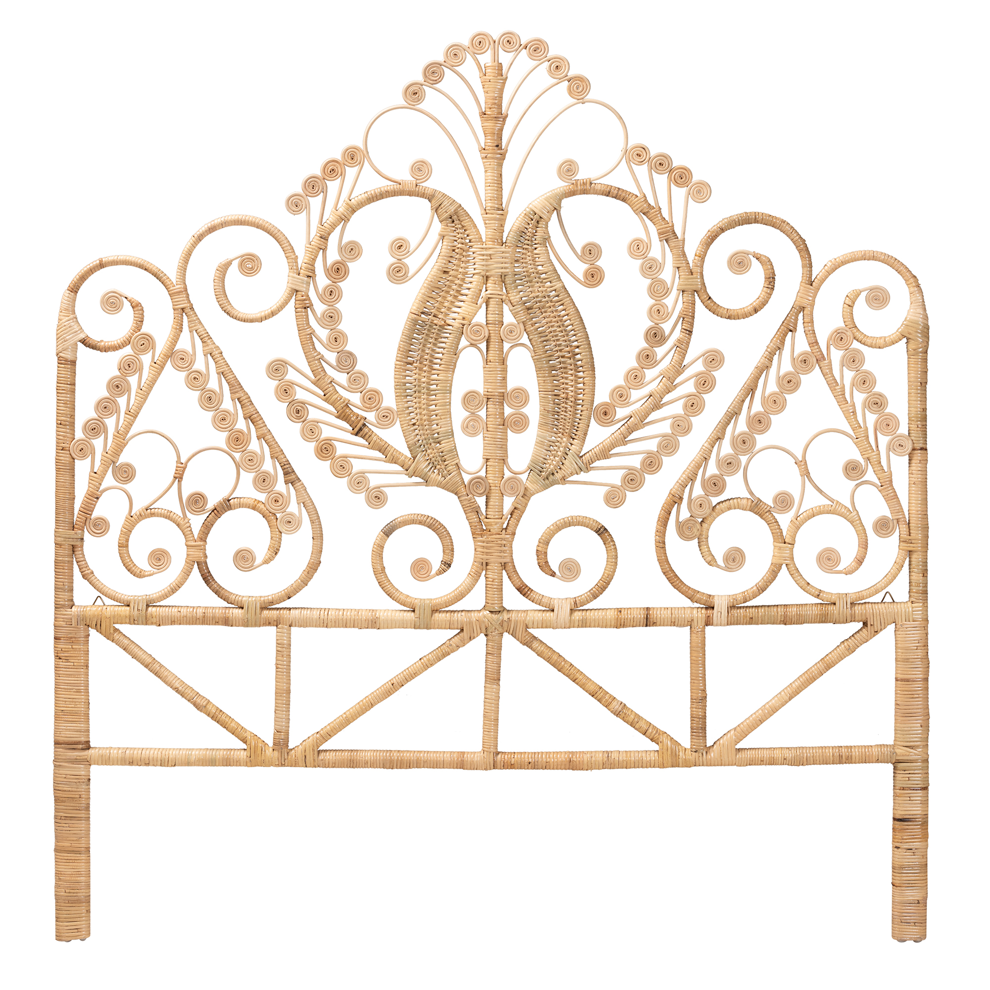 Baxton Studio Caelinus Natural Brown Rattan Queen Size Standalone Headboard