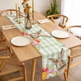 thumbnail image 3 of Table Runner 36 Inches Long for Kitchen Dining, Easter Bunny Dresser Scarf Farmhouse, Dining Table Decorations for Wedding/Parties, Spring Watercolor Flower Green Plaid 13 x 36 In, 3 of 8