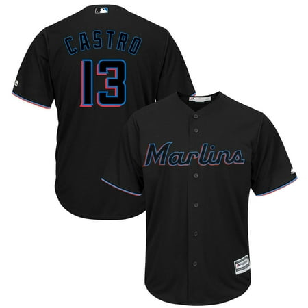 Black Alternate Jersey - Starlin Castro Miami Marlins Majestic Alternate 2019 Cool Base Player Jersey - Black