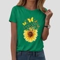 thumbnail image 2 of COMVALUE Women's Sunflower Graphic Shirts Boho Flowers Tee Tops Cute Summer Vintage Short Sleeve Holiday T Shirt (Green, XL), 2 of 8