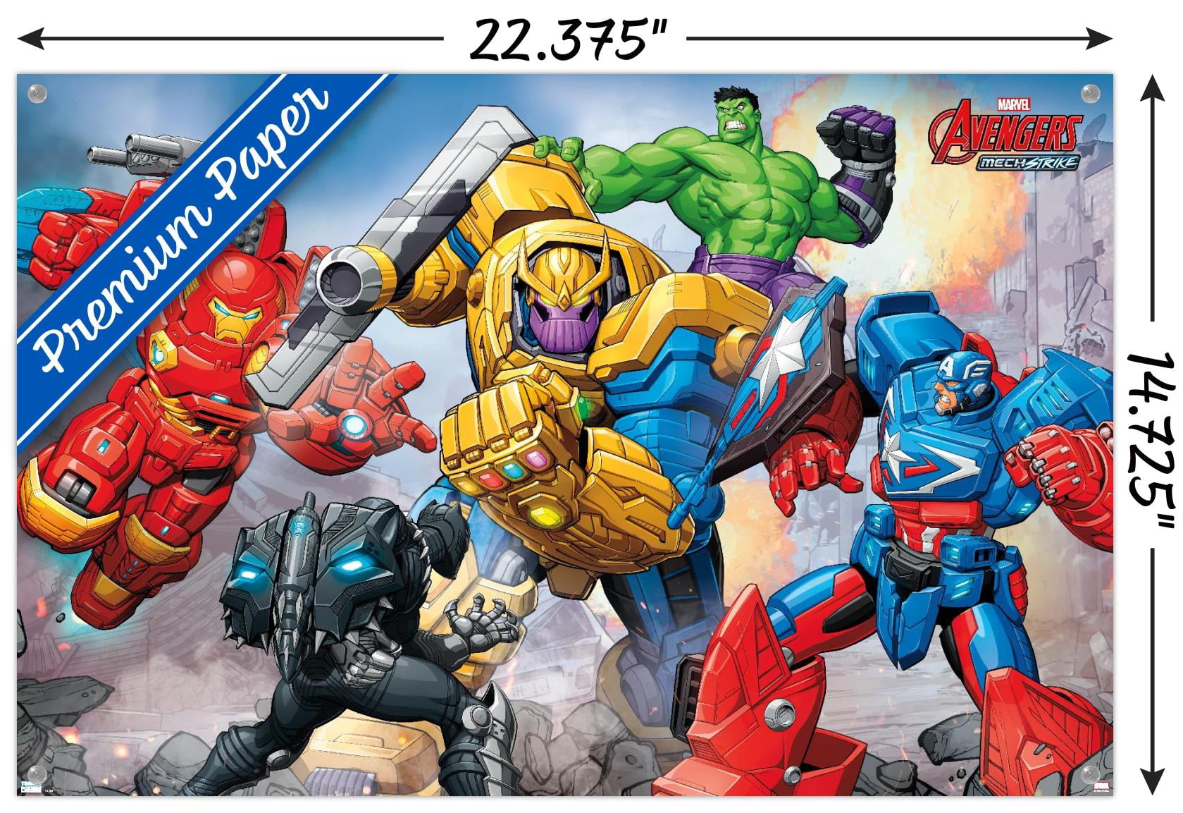 Marvel Avengers: Mechstrike - Battle Wall Poster with Pushpins, 14.725" x 22.375"