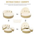 thumbnail image 6 of Patio Round Daybed with Retractable Canopy, Outdoor Wicker Rattan Furniture Sets, Rattan Daybed Two-Tone Weave Sunbed with Separate Seating and Removable Cushion (Beige), 6 of 9