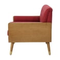 thumbnail image 3 of Benjara Lita Wide Accent Club Chair, Button Tufted, Red Fabric, Brown Frame, 3 of 5