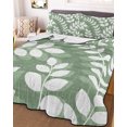 thumbnail image 3 of Quilts Queen Size, Green Leaves Soft Comforter Bedding Set for Bed, Farmhouse Botanical Branch Vintage Boho Leaf Lightweight Quilted Bedspread with Pillow Cover(2 Pieces) for All Season, 90x96 Inch, 3 of 9