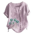 thumbnail image 2 of Aloohaidyvio Tops,Womens Summer Shirts Casual Short Sleeve Flower Printing Loose Tops, 2 of 5