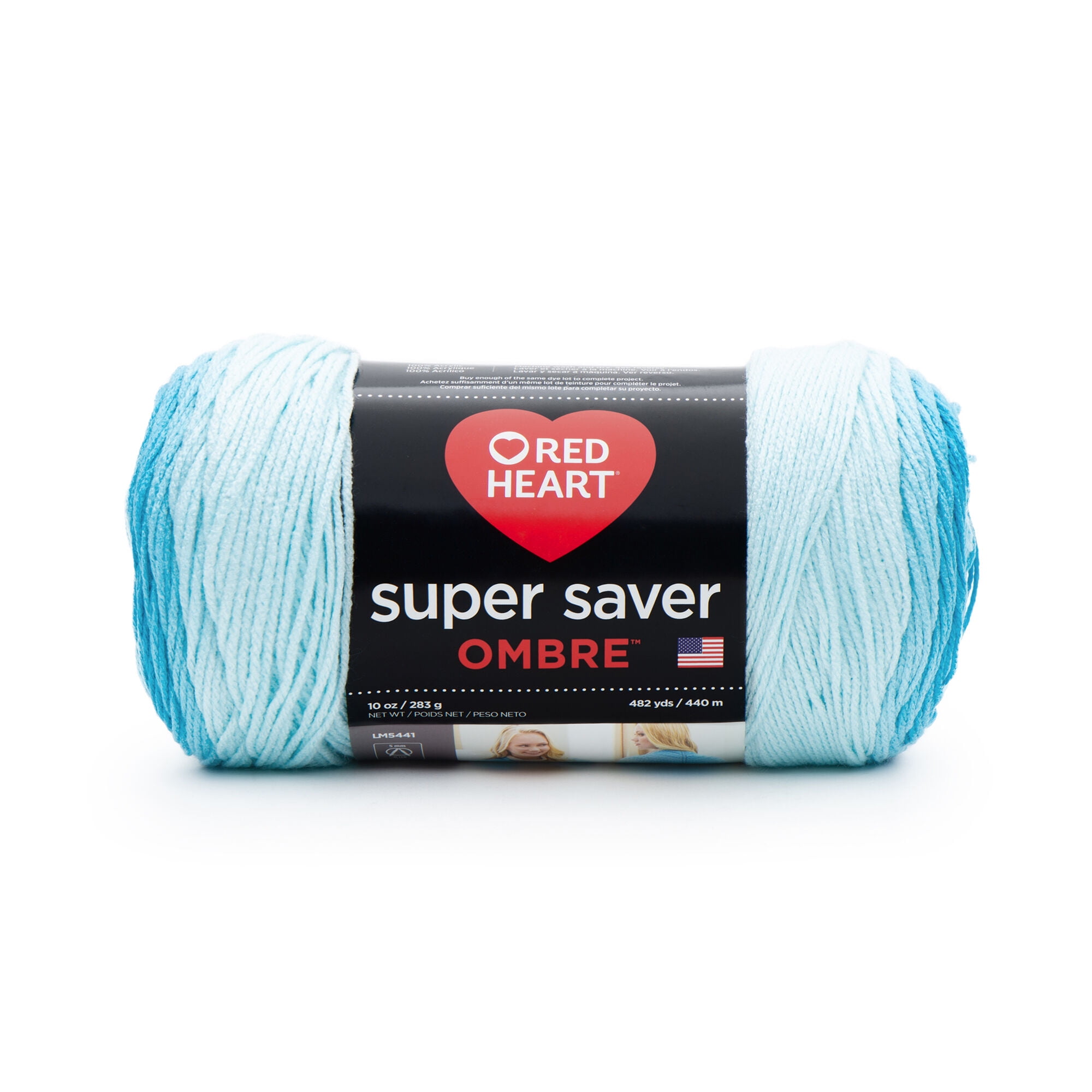 Red Heart® Super Saver® Color Block™ #4 Medium Acrylic Yarn, Liquid Teal  10oz/283g, 482 Yards (4 Pack)