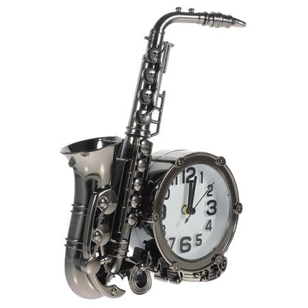 LOLIPPYY Retro Saxophone Alarm Clock Dark Grey Desktop Clock for Home Use Modern Style