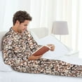 thumbnail image 6 of Daiia Brown Sloth for Men's Long-Sleeved Pajama Set – Soft & Comfortable Sleepwear Button-Up Pajamas Cozy Lounge Wear-, 6 of 7