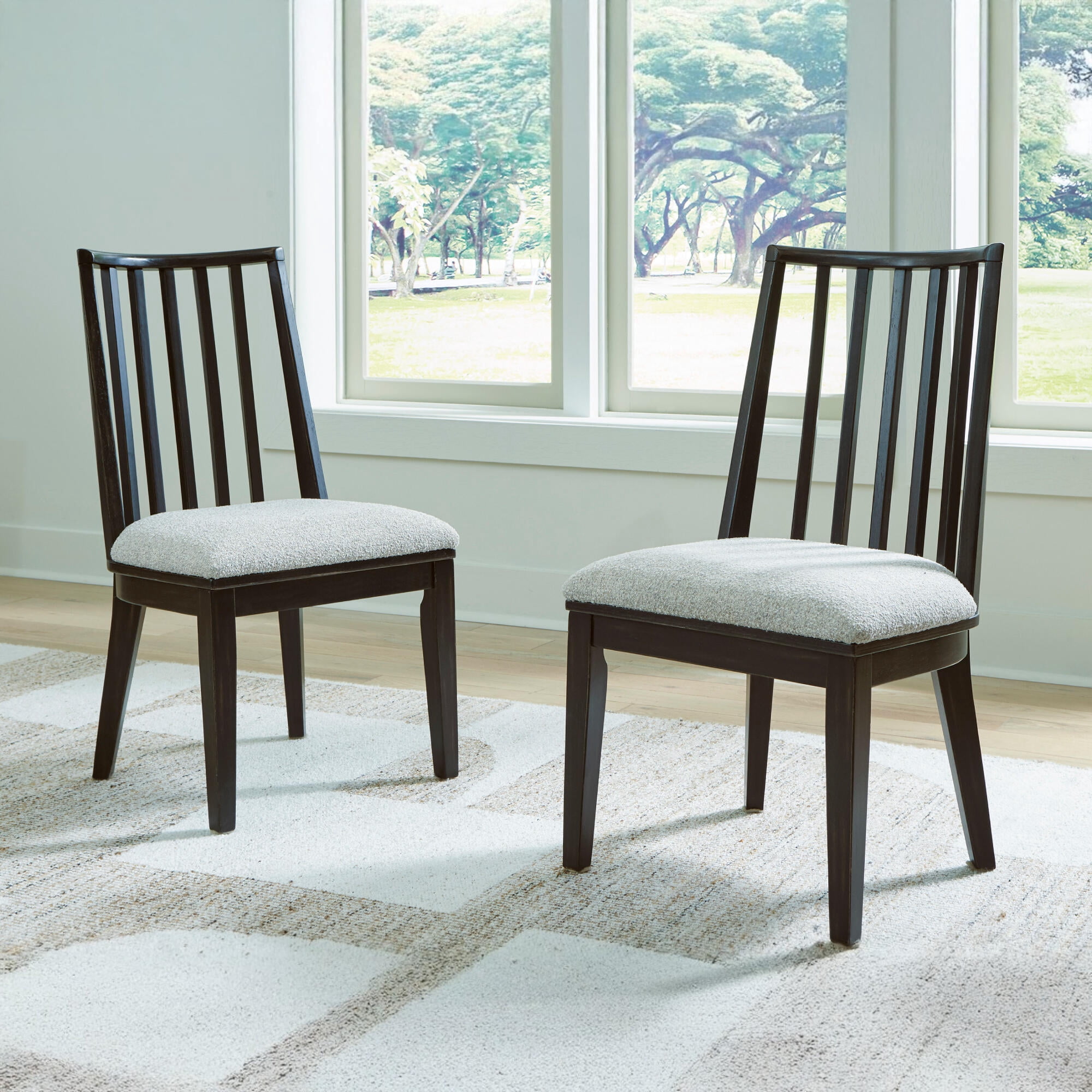 Signature Design by Ashley Galliden Curved Back Dining Chair, Set of 2, Black