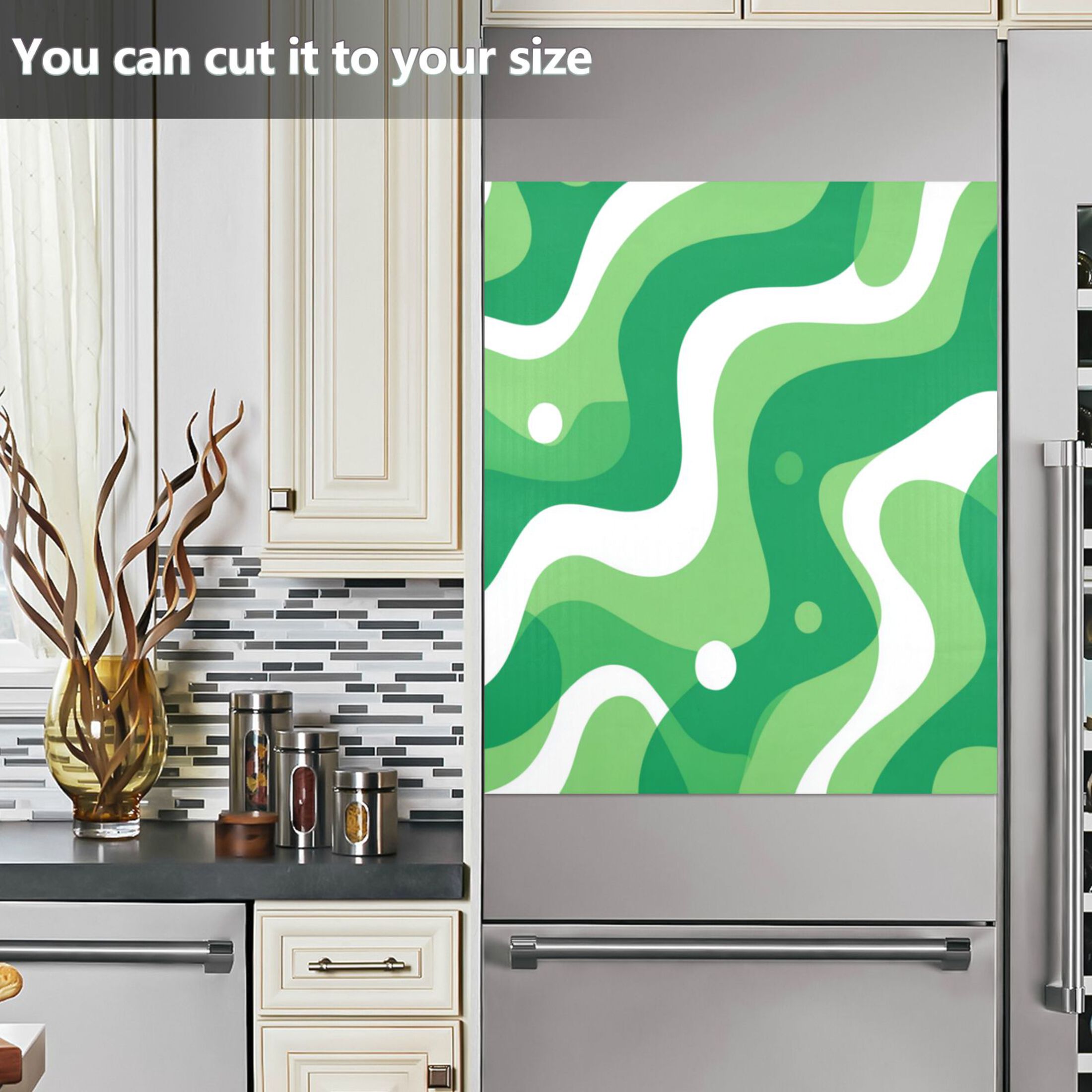 Dishwasher Magnetic Refrigerator Magnet Cover Sticker Home Decorative 23"x26" Light Green Flowing Lines