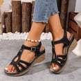 thumbnail image 5 of Wedge Sandals For Women Wide Width Comfortable Open Toe Ankle Strap Platform Low Heel Summer Casual Walking Shoes, 5 of 9