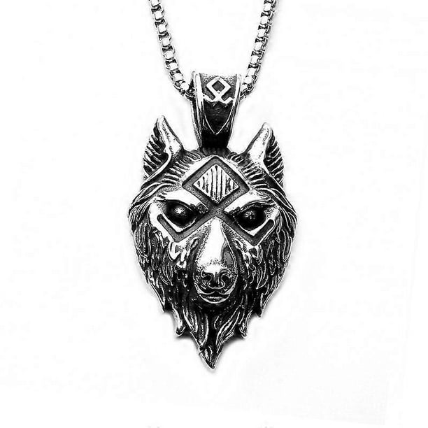 European and American Retro Wolf Head Necklace Personality Men s Pendant Hip Hop Ear Accessories Accessories Street Men s Fashion Manufacturers Hot Sa