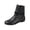 Black, variant on Women's Slouchy Flat Ankle Boots Comfortable Round Toe Casual Pull On Booties Fall Winter Fashion Low Heel Shoes Brown 5