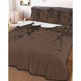 thumbnail image 3 of Quilts Queen Size Bedding Set, Coffee Brown Black Branches Lightweight Quilted Comforter, Botanical Dead Tree Birds Soft Reversible Bedspread Coverlet with Pillow Covers for All Season, 90" x 96", 3 of 7