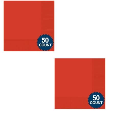 Amscan Red 2-Ply Luncheon Napkins, 50 Ct. (2 Pack)