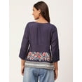 thumbnail image 5 of Moomaya Printed Tie-Up Tops For Women, Quarter Sleeves Round Neck Casual Viscose Top, 5 of 8