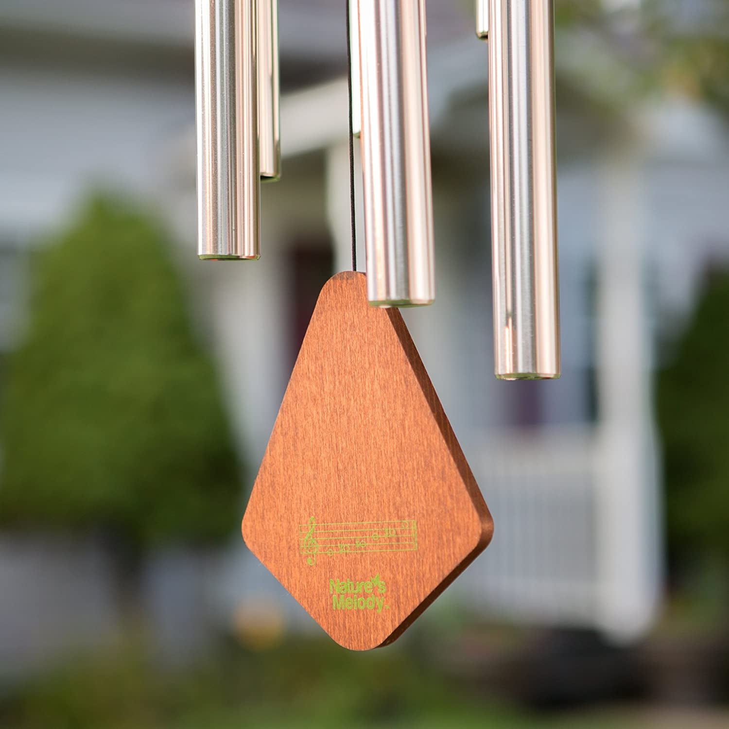 Nature’s Melody Premiere Grande Tunes Wind Chimes – Outdoor Windchime with 6 Tubes Tuned to E Pentatonic Scale, Rustproof Aluminum, Beech Wood & S Hook Hanger for Sympathy, Memorial Gift or Zen Garden