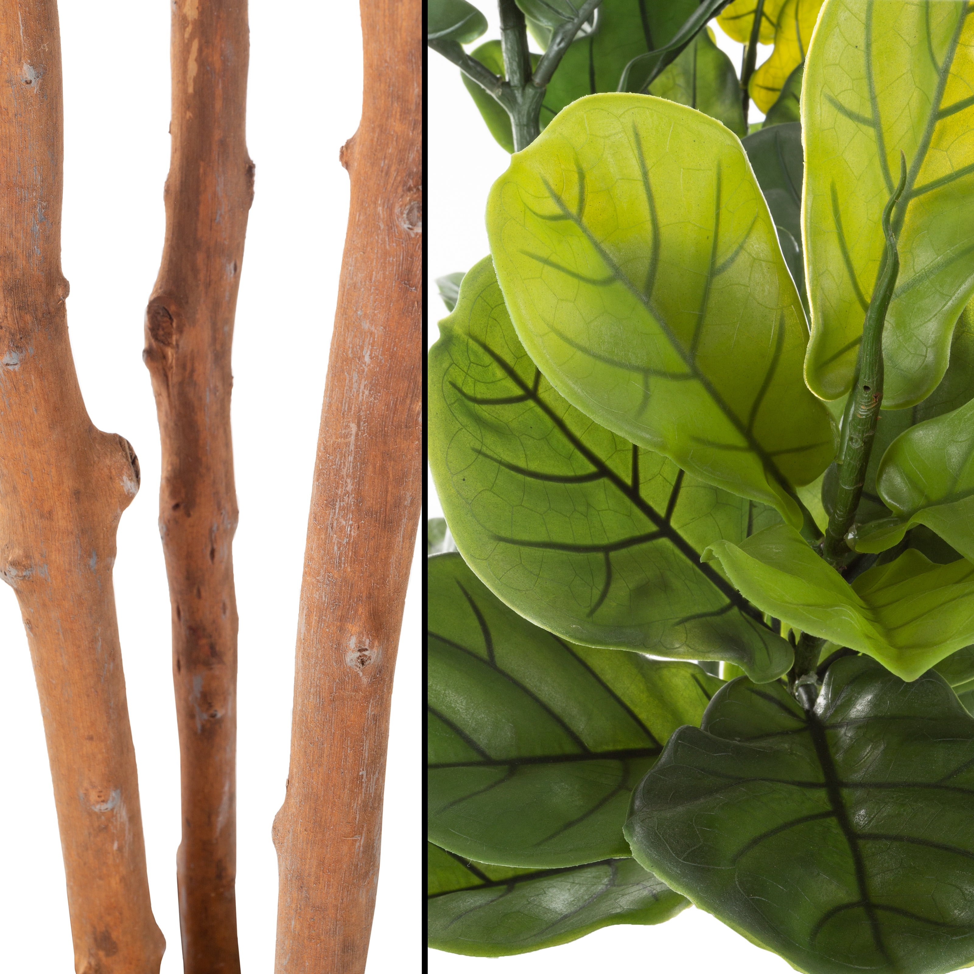 Pure Garden 50-Inch Potted Fiddle Leaf Fig Artificial Tree for Home Décor