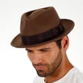 thumbnail image 6 of Walrus Hats Compass Brown Diamond Crown Fedora – 100% Australian Wool Felt Hat with Grosgrain Band & Walrus Logo Pin – Stylish Unisex Fedora, 6 of 7
