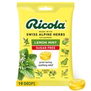 Ricola Sugar Free Lemon Mint Throat Drops for Everyday Soothing Sore Throat Care, 19 Count