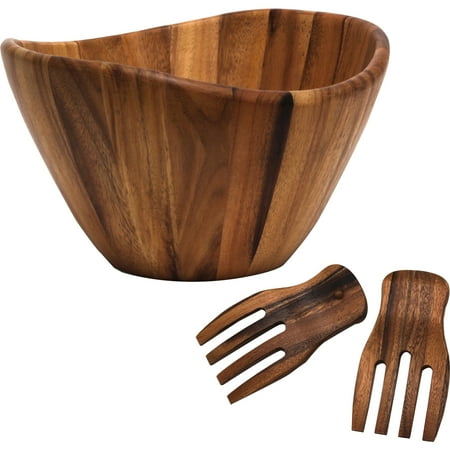 40oz Acacia Serving Bowl with Salad Hands - Lipper International