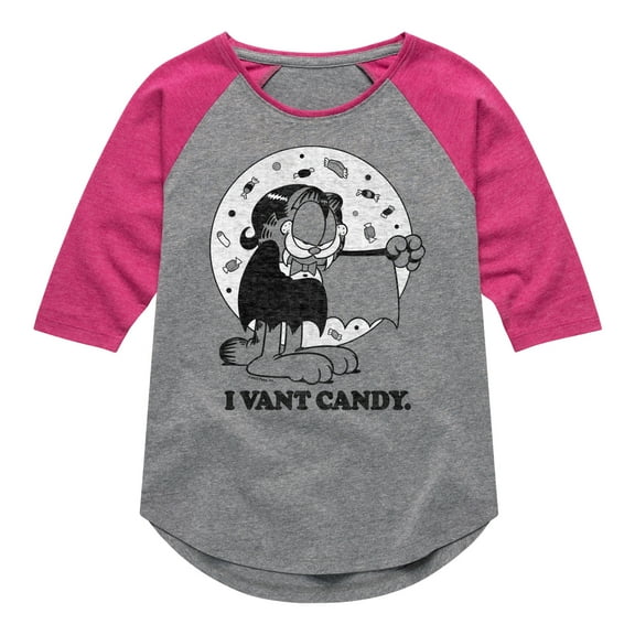 Garfield - I Vant Candy - Toddler And Youth Girls Raglan Graphic T-Shirt
