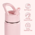 thumbnail image 4 of Daluvenix 12oz Insulated Kids Water Bottle with Straw and Carry Handle, Leak-Proof BPA-Free Stainless Steel Bottle, Pink, 4 of 10