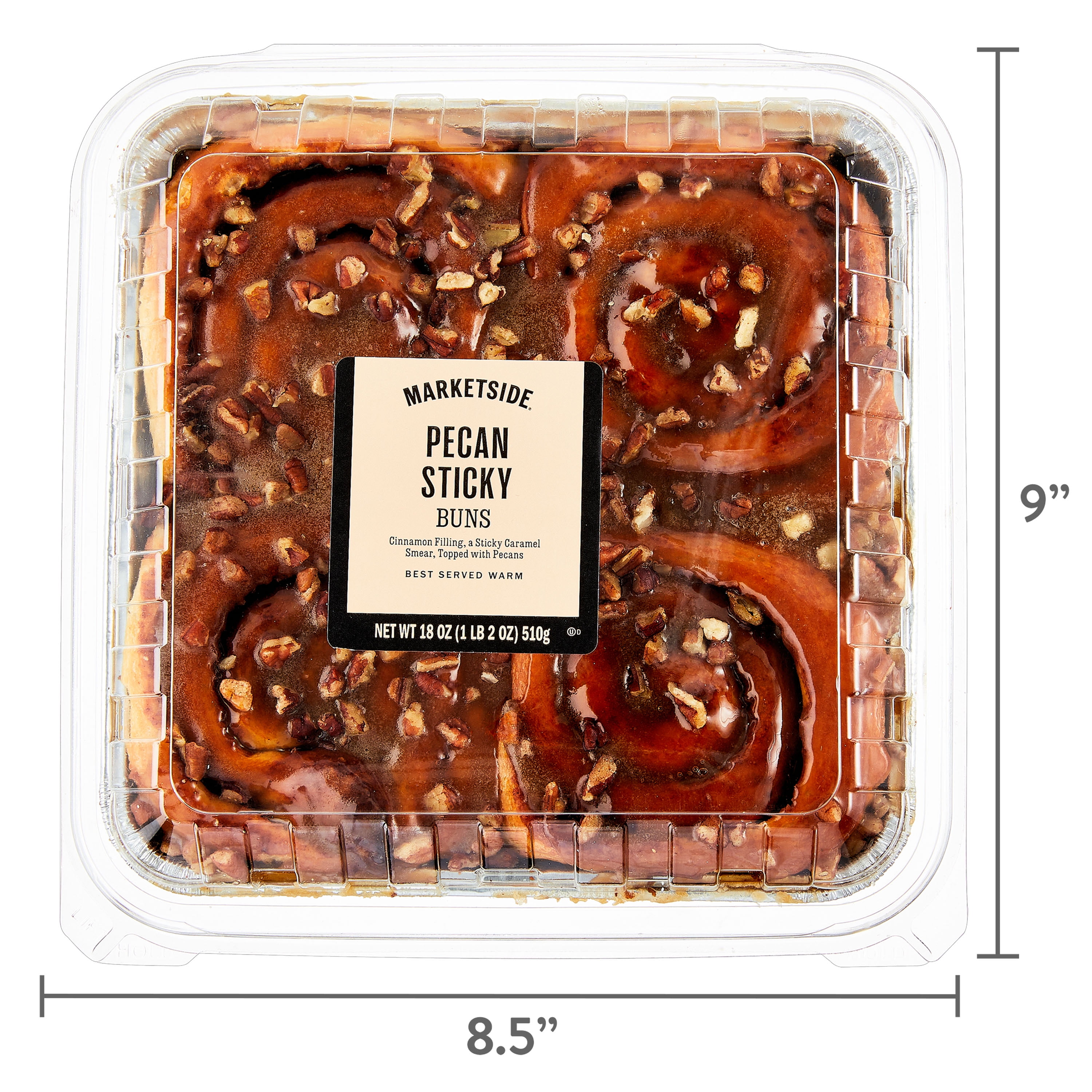 Marketside Pecan Sticky Bun, 18 oz Clamshell, 4 Rolls