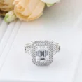 thumbnail image 2 of Kalapi Jewel Women’s Emerald Cut 1.4 Ct Moissanite Double Halo Art Deco Ring – Unique 14K White Gold Plated Engagement Ring with Prong Setting – Elegant Wedding & Gift Jewelry, 2 of 4