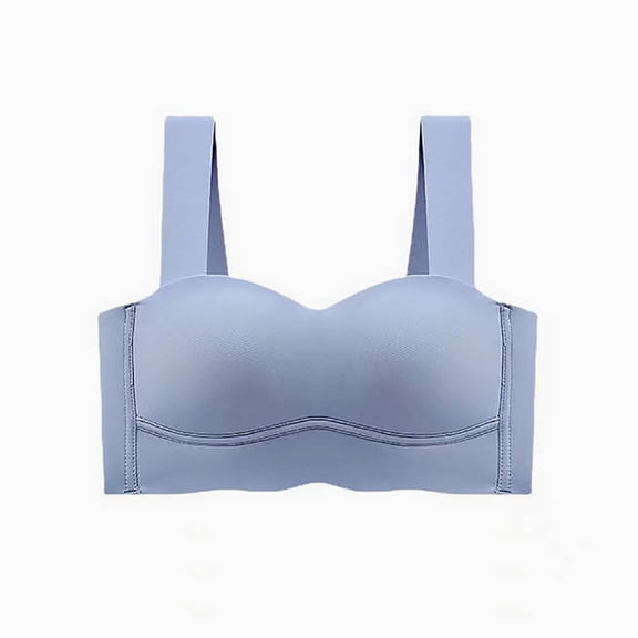 AINIYS Women's Wireless Seamless Wide Straps Sports Yoga Bra Anti-Sagging Bra Breathable Everyday Bras Lightweight Minimizer Bra for Summer Plus Size Armpit Fat Control Bra Gathered Full-Cup Blue M