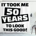 thumbnail image 1 of Ambesonne 50th Birthday Shower Curtain, Funny Happy Face, 69"Wx70"L, Black White, 1 of 3