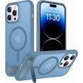 thumbnail image 1 of Funda con Soporte Magnético invisible, Delgada Mate, para iPhone 14 Pro Max, Azul Claro, 1 of 7