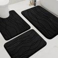 thumbnail image 1 of Juego de alfombras de baño YIHOUSE de espuma viscoelástica negra de 3 piezas, 1 of 8