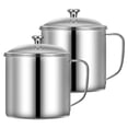 thumbnail image 1 of Tasse d'Eau en Acier Inoxydable, Camping Café Acier Inoxydable avec Poignée, Ensemble de 2, 1 of 5