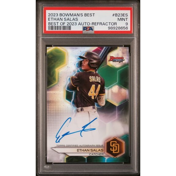 Graded 2023 Bowman's Best Ethan Salas #B23ES Best of 2023 Auto Refractor Rookie RC Baseball Card PSA 9 Mint