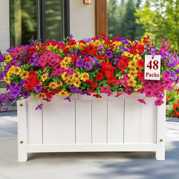 Flores artificiales Alupssuc, 48 paquetes de seda resistente a los rayos UV