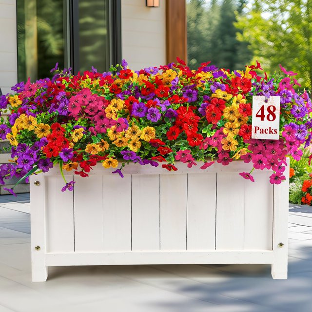 Flores artificiales Alupssuc, 48 paquetes de seda resistente a los rayos UV