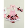 thumbnail image 2 of Gureui 2Pcs Baby Girls Outfit, Sequined Halter Neck Romper + Head Band Clothes Set, 2 of 8