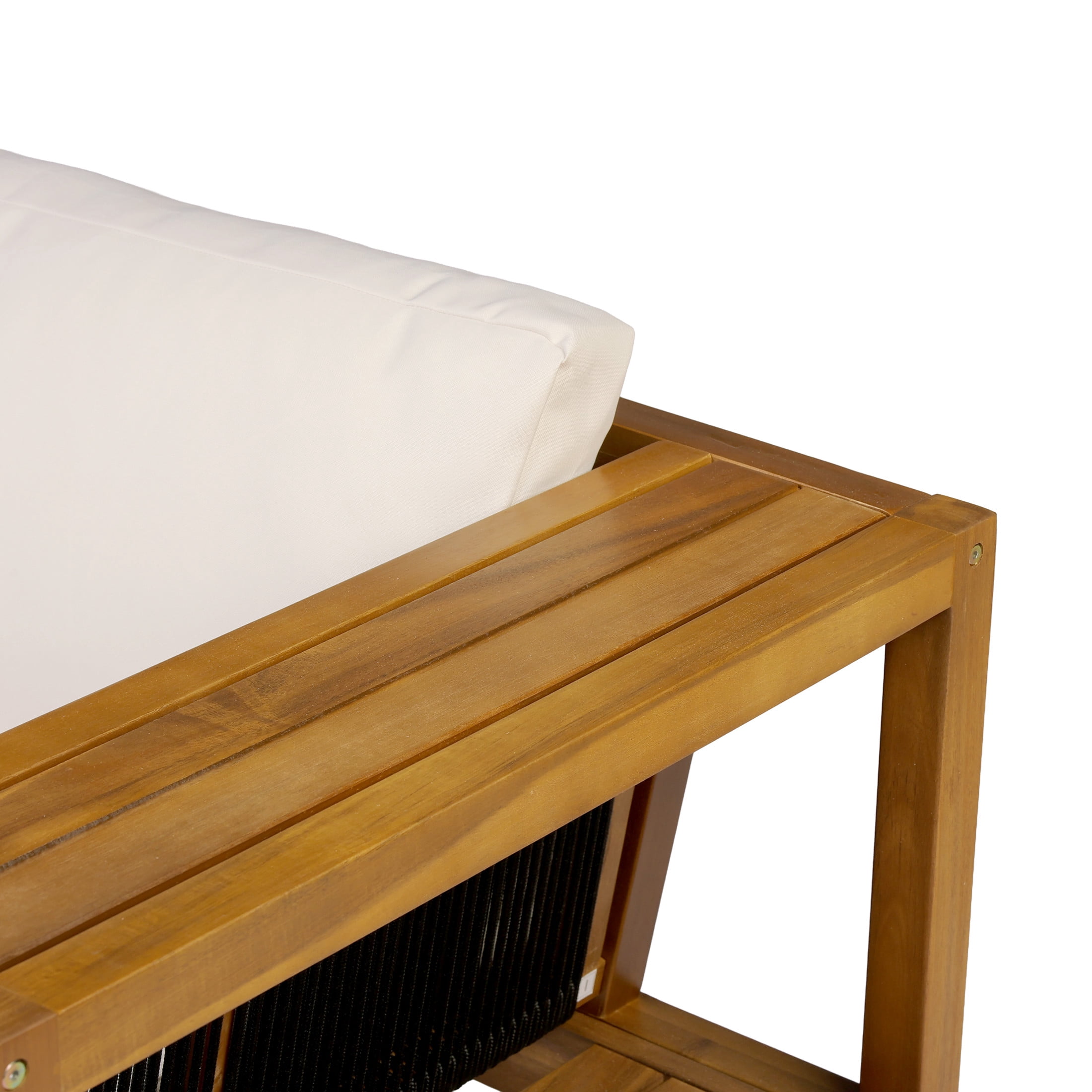 Christopher Knight Home Outdoor Daybed Sofa with Cushions, 2-Seater Patio Bench, Teak + Cream