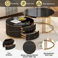 thumbnail image 6 of Harper & Bright Designs Round Nesting Coffee Table Set of 2, Metal Fluted Center Table with 2 Storage Drawers for Living Room, Black 27.6", 6 of 13